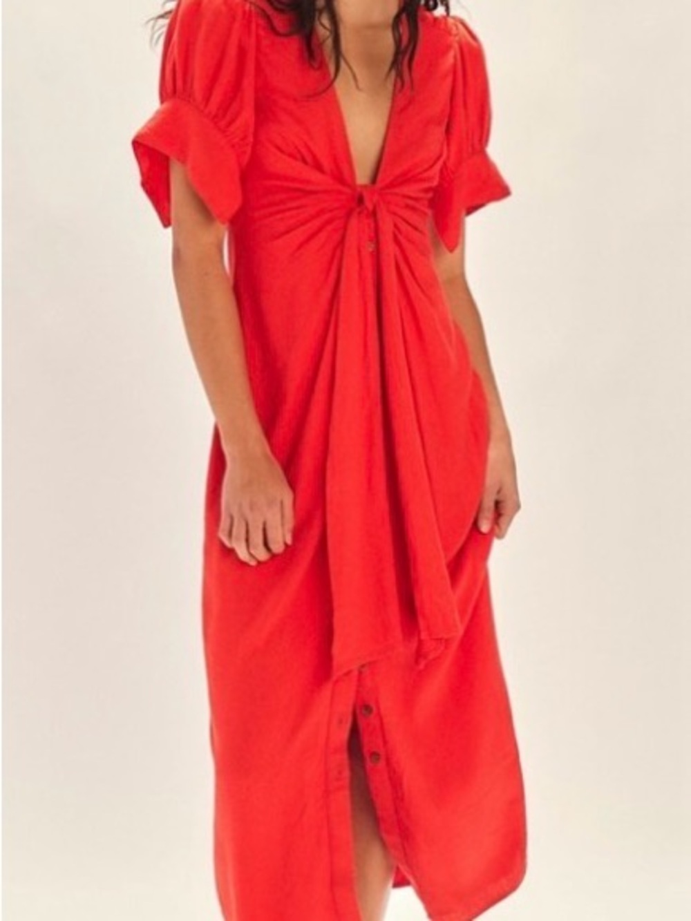 Free People Red Vintage Summer Midi Dress M